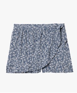 Jupe short à motifs fleuris avec volants femme